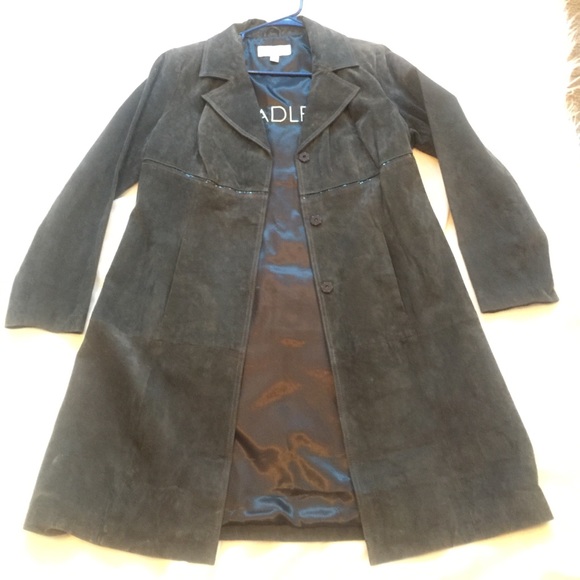 Grey M❤️Suede leather maxi long jacket coat duster - Picture 2 of 8